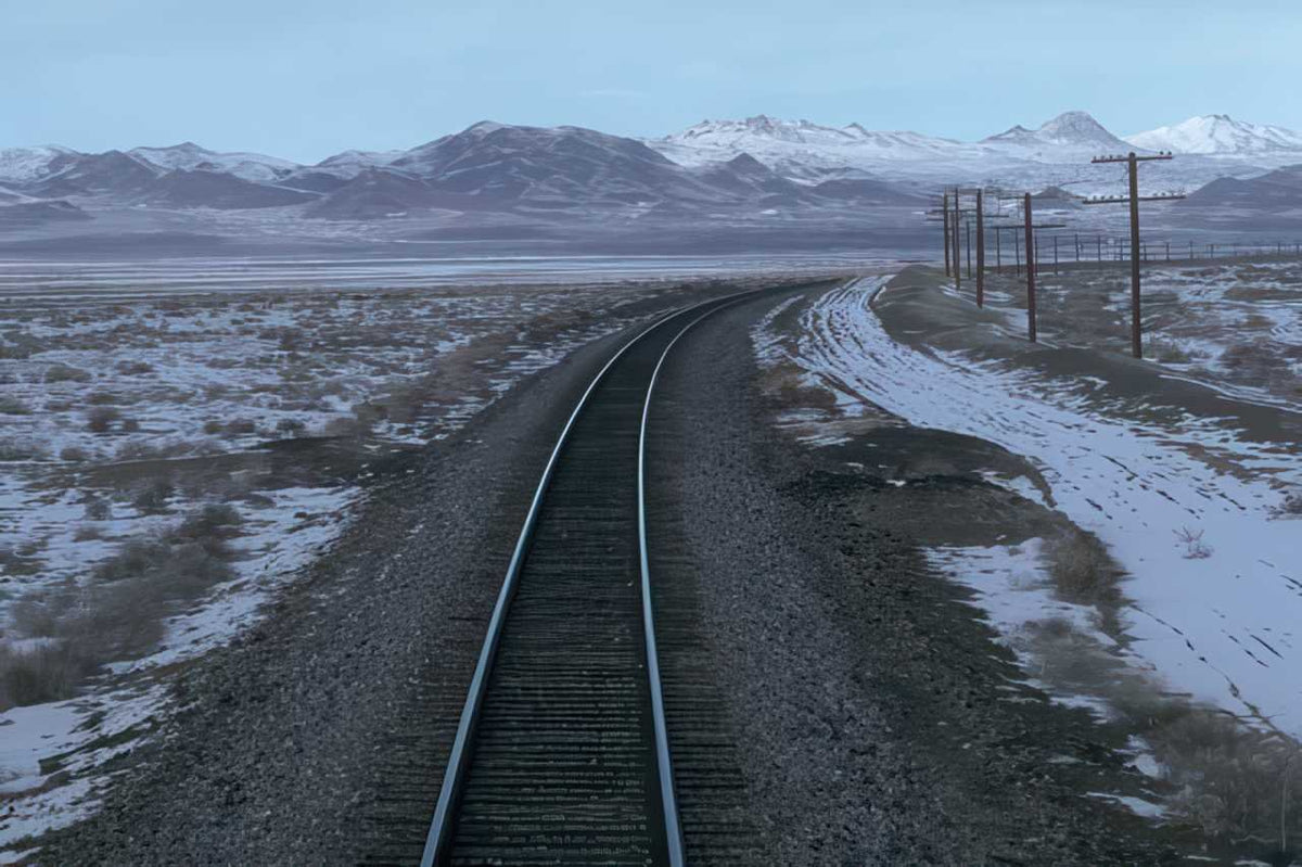 Trains Railroad Snow Desert A4 Photo Print