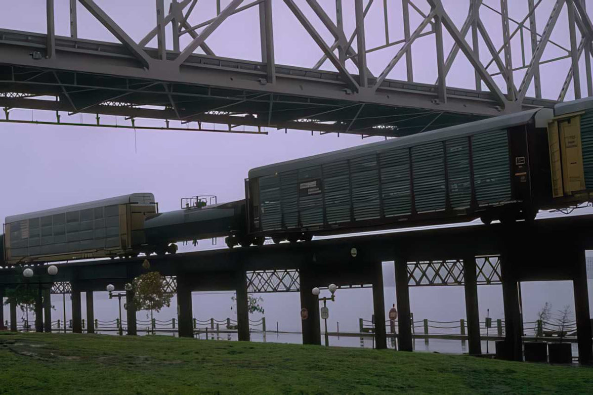 Trains Train Bridge Cars A4 Photo Print
