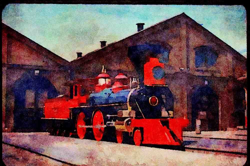 Trains USA 351000 CP 4 4 0 60 _Jupiter_, 1860's A4 Limited Edition Watercolour Print