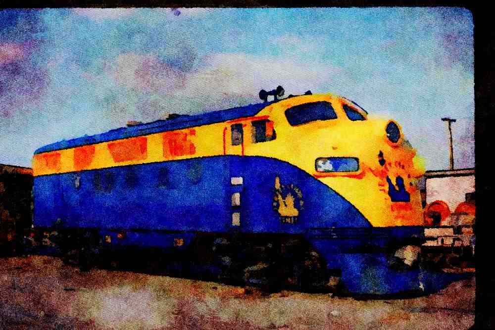 Trains USA 351001 CNJ EMD F 3A 56 A4 Limited Edition Watercolour Print