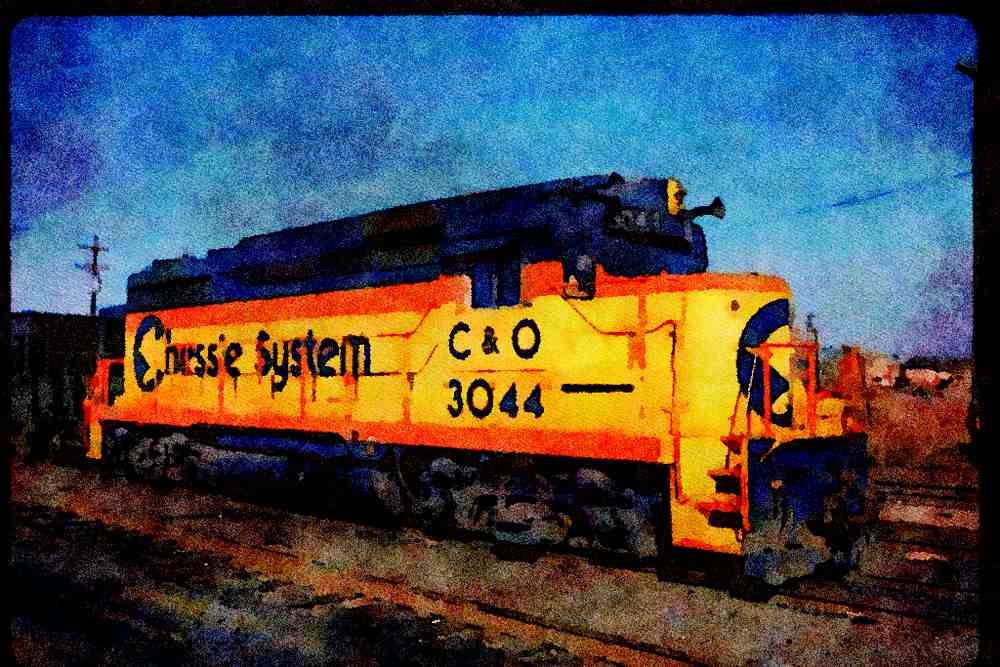 Trains USA 351005 C&O EMD GP 30 3044 A4 Limited Edition Watercolour Print