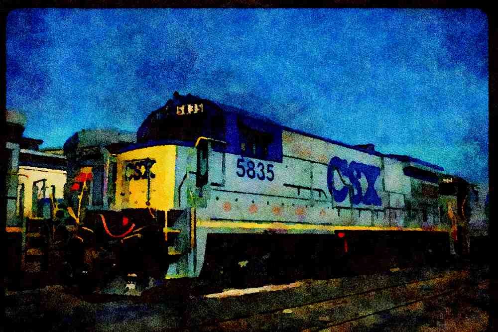 Trains USA 351006 CSX GE B36 7 5835, 1990 A4 Limited Edition Watercolour Print