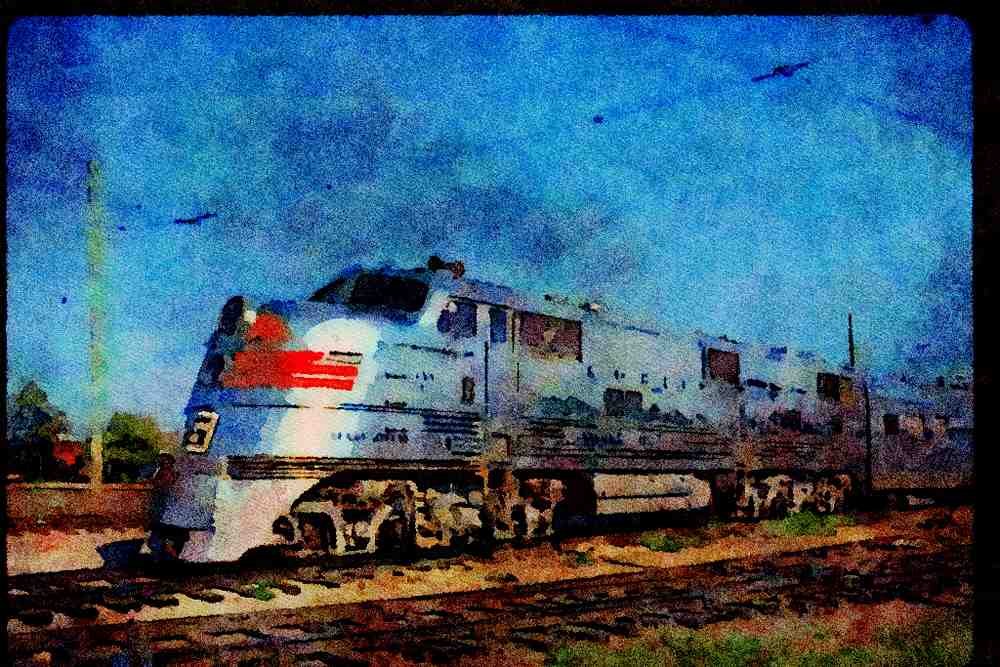 Trains USA 351010 CB&Q EMD E 5A 9952, 1930's A4 Limited Edition Watercolour Print