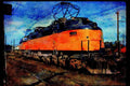 Trains USA 351018 Milwaukee Road Boxcab, Electric E34A, With Train, 1974 A4 Limited Edition Watercolour Print