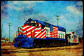Trains USA 351020 M K T EMD GP 40 200, With Caboose A4 Limited Edition Watercolour Print