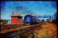 Trains USA 351021 MP EMD E 8A 37 With _Missouri River Eagle_, 1968 A4 Limited Edition Watercolour Print