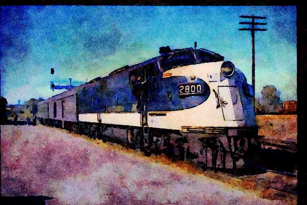 Trains USA 351032 SOU EMD E 6A 2800 With _Birmingham Special_, 1960's A4 Limited Edition Watercolour Print