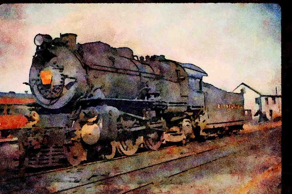 Trains USA 351054 PRR 4 4 2 Atlantic Class E6s 460, In Commuter Service, 1954 A4 Limited Edition Watercolour Print