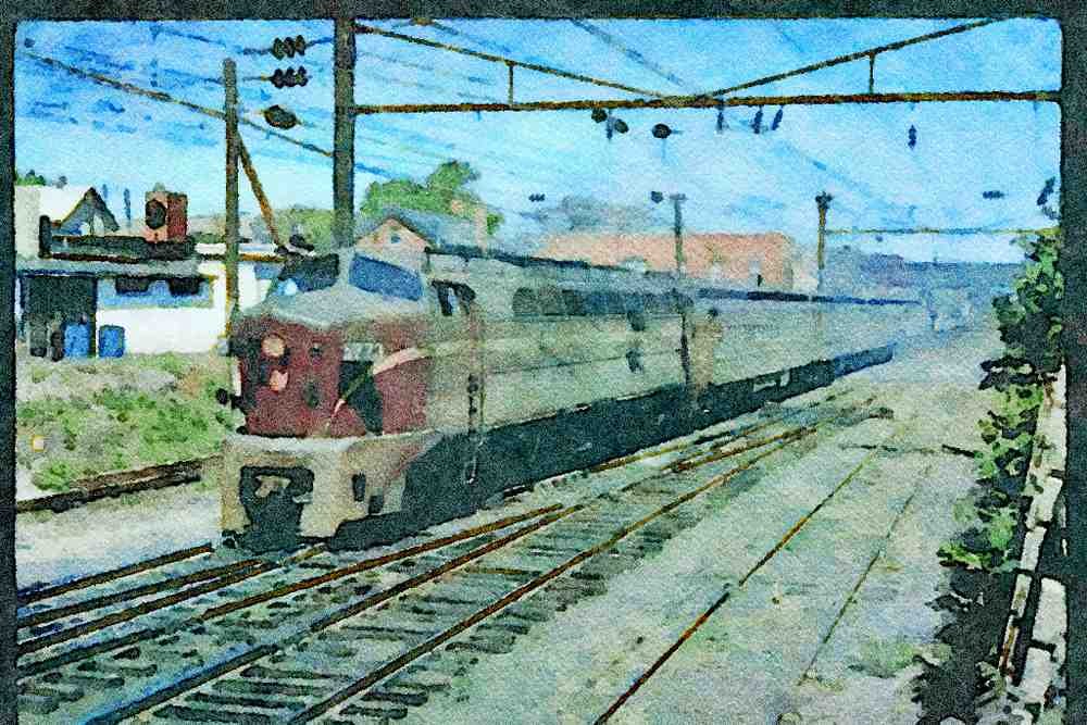 Trains USA 351058 PRR EMD E 8A 5898 A4 Limited Edition Watercolour Print