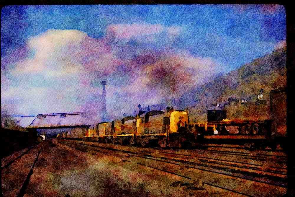 Trains USA 351073 E L Alco RS 3 951, With Train, 1969 A4 Limited Edition Watercolour Print