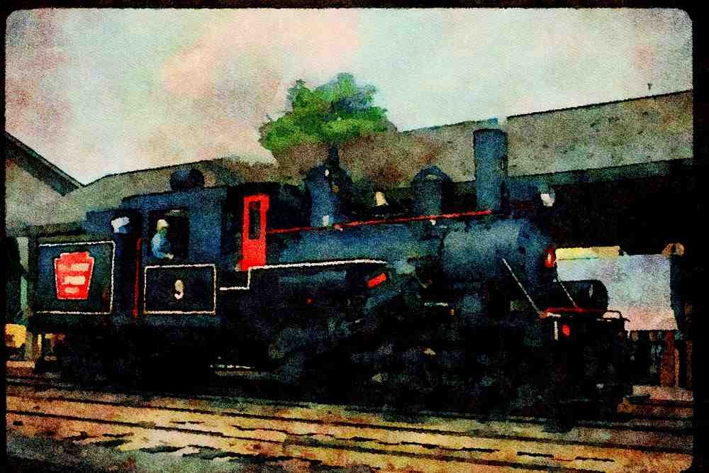 Trains USA 351079 Hillcrest Lumber Co. Climax Type Locomotive 9 A4 Limited Edition Watercolour Print