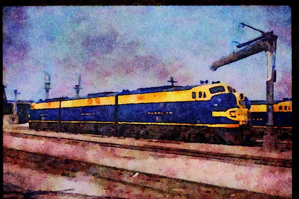Trains USA 351087 AT&SF EMD FT, Set 193 A4 Limited Edition Watercolour Print