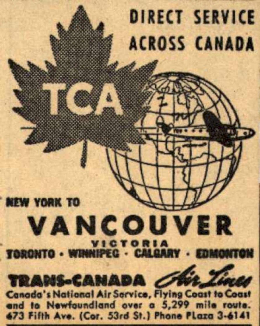 Trans Canada Airlines Vintage Retro Advert Ads A4 Photo Print