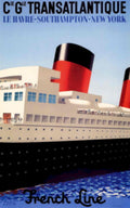 Transatlantique Oceanliner Travel 1950s Vintage Retro Advert Poster