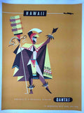Travel Poster Hawaii Qantas Boac Teal Vintage Advert A4 Photo Print