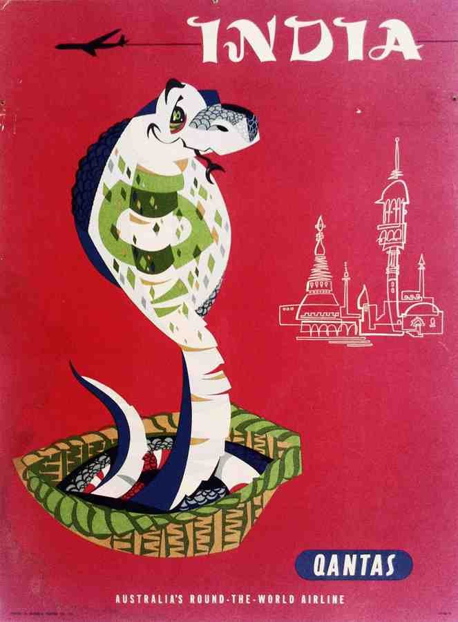 Travel Poster India Qantas Australia Airline A4 12X8 Aluminium A4 Photo Print
