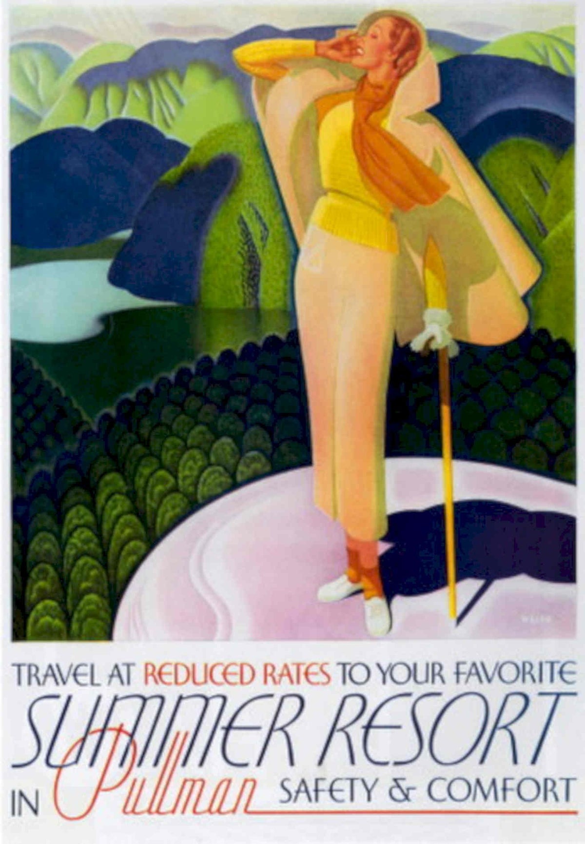 Travel Poster Pullman 1930s Vintage Retro Advert Poster
