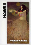 Travel Poster Western Airlines Hawaii Hula Dancer A4 Photo Print