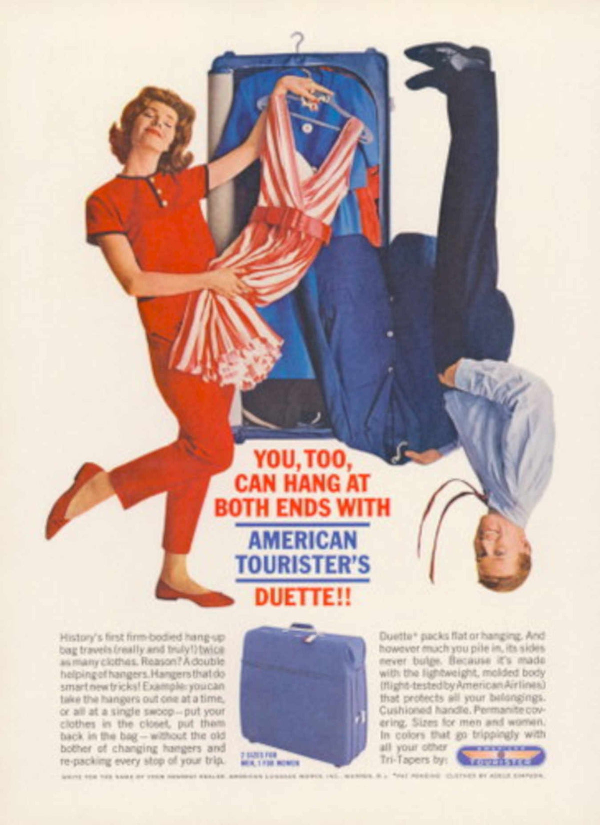 Travel Suitcase Blue 1960s Vintage Retro Advert