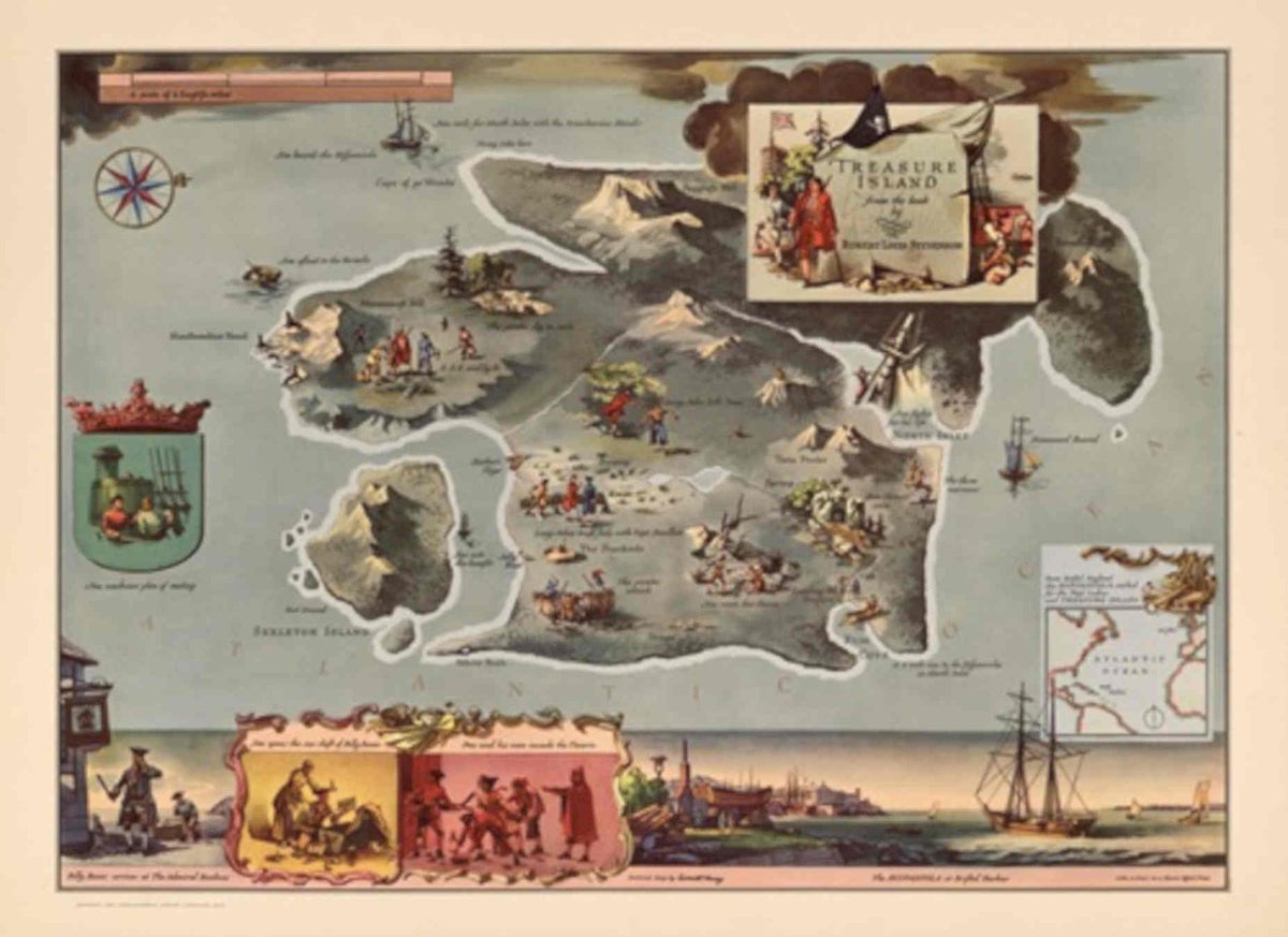 Treasure Island Map Vintage Retro Advert Poster