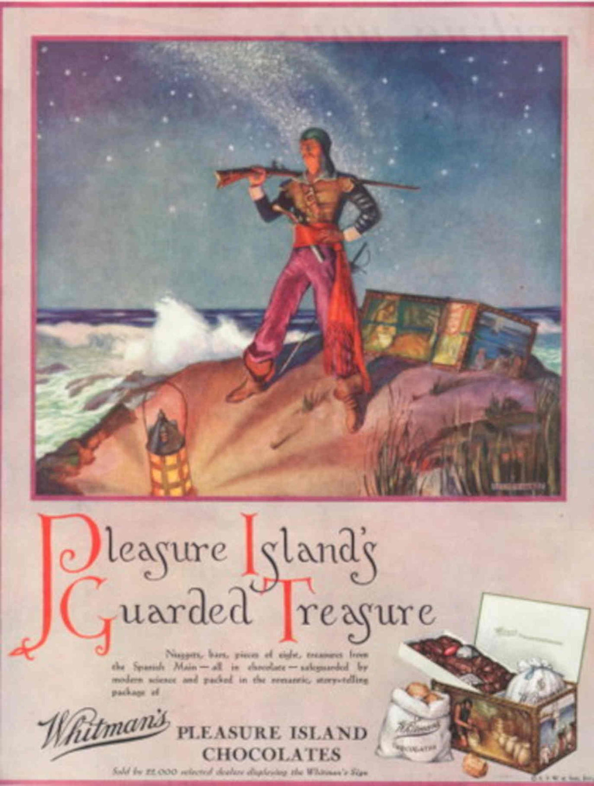 Treasure Island Pirate 1940s Vintage Retro Advert Poster