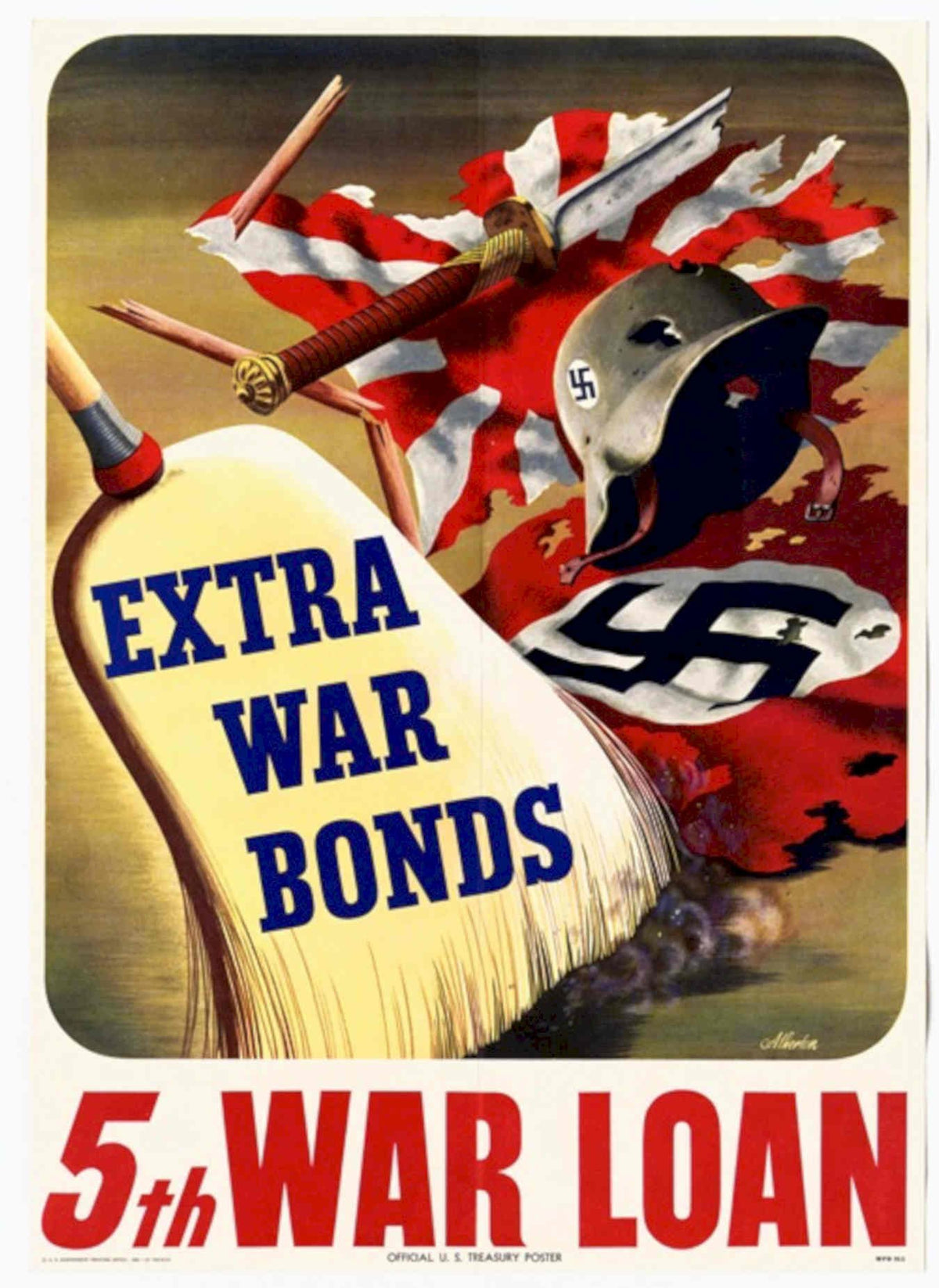 Treasury Helmet War American World War II Advert Poster