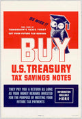 Treasury Owl Notes American World War II Advert Poster