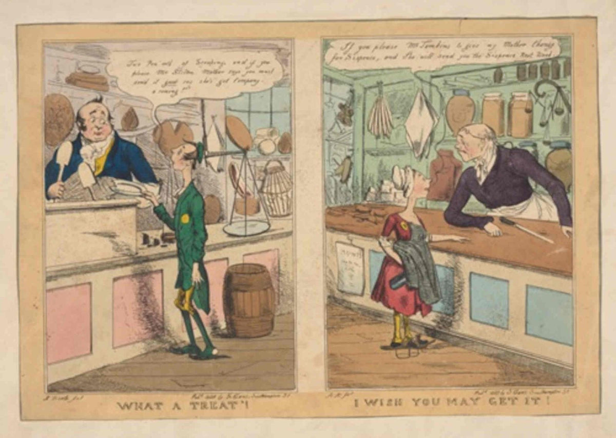 Treat Transaction Shop GB Cartoon Vintage Retro Advert Poster