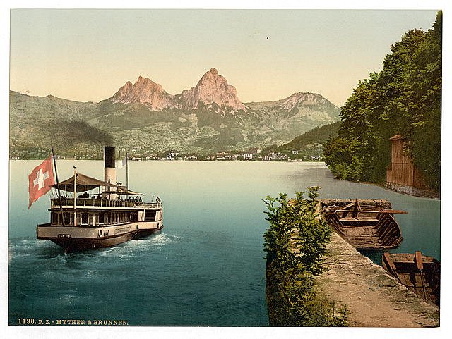 Treib and Mythen Lake Lucerne Vintage A4 Photo Print