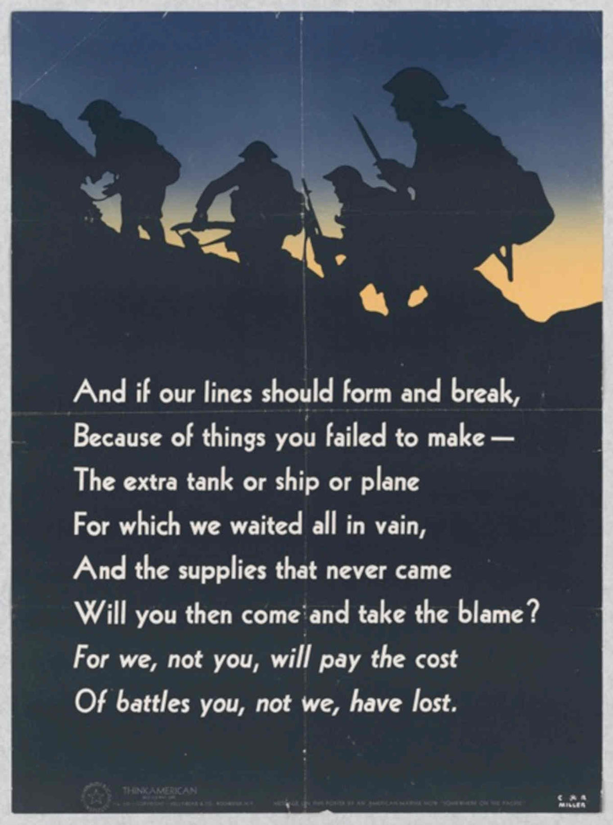 Trench Soldiers Sun American World War II Advert Poster