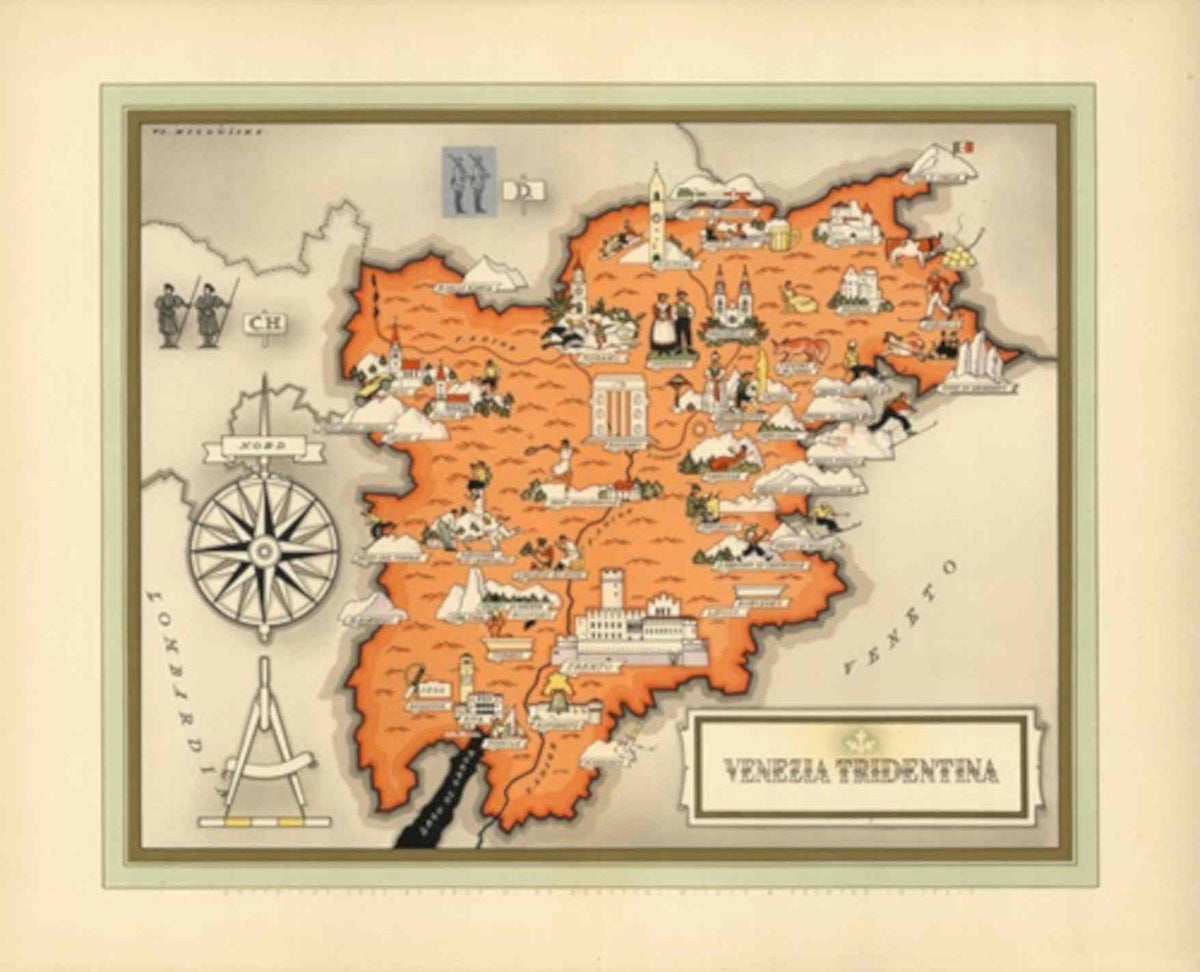 Trentino Venezia Map Vintage Retro Advert Poster