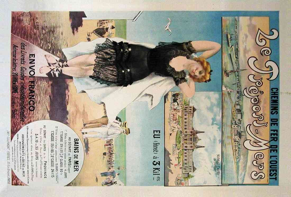 Treport Mers French Seaside Travel H Gray Art Nouveau USE A4 Photo Print