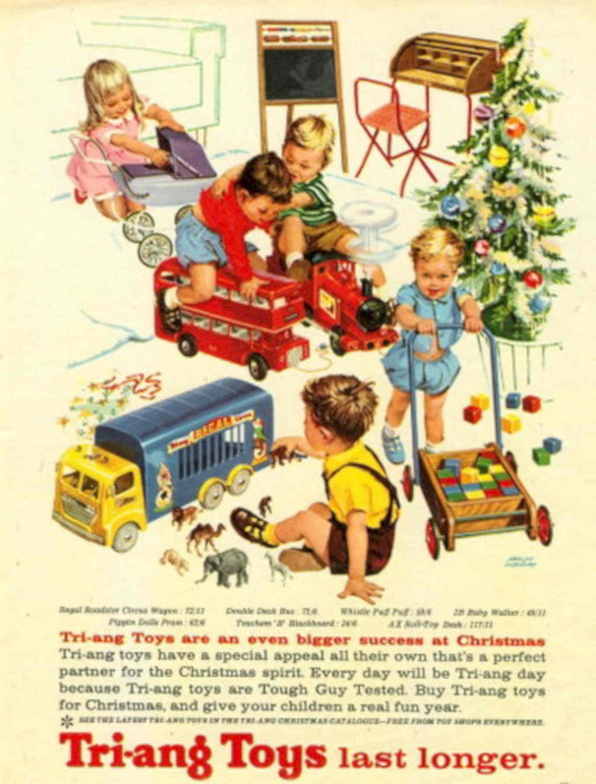 Triang Toys Christmas 1930s Vintage Retro Advert Poster