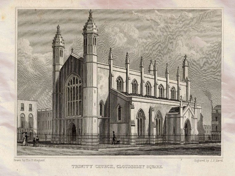 Trinity Church Cloudesley Square London England 1827 Vintage A4 Photo Print