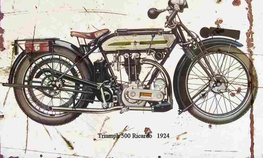 Triumph 500 Ricardo 1924 Aged Vintage A4 Photo Print