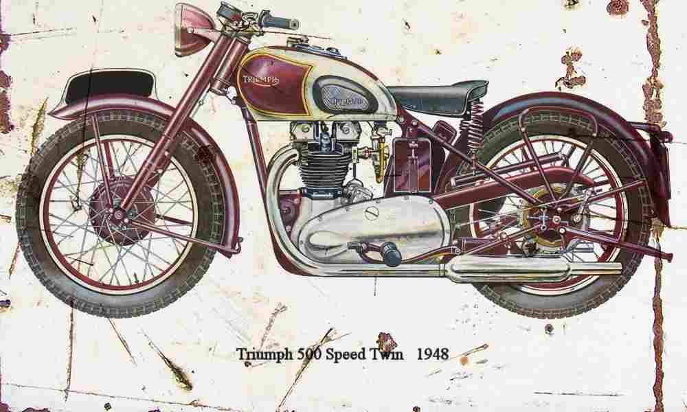 Triumph 500 SpeedTwin 1948 Aged Vintage A4 Photo Print