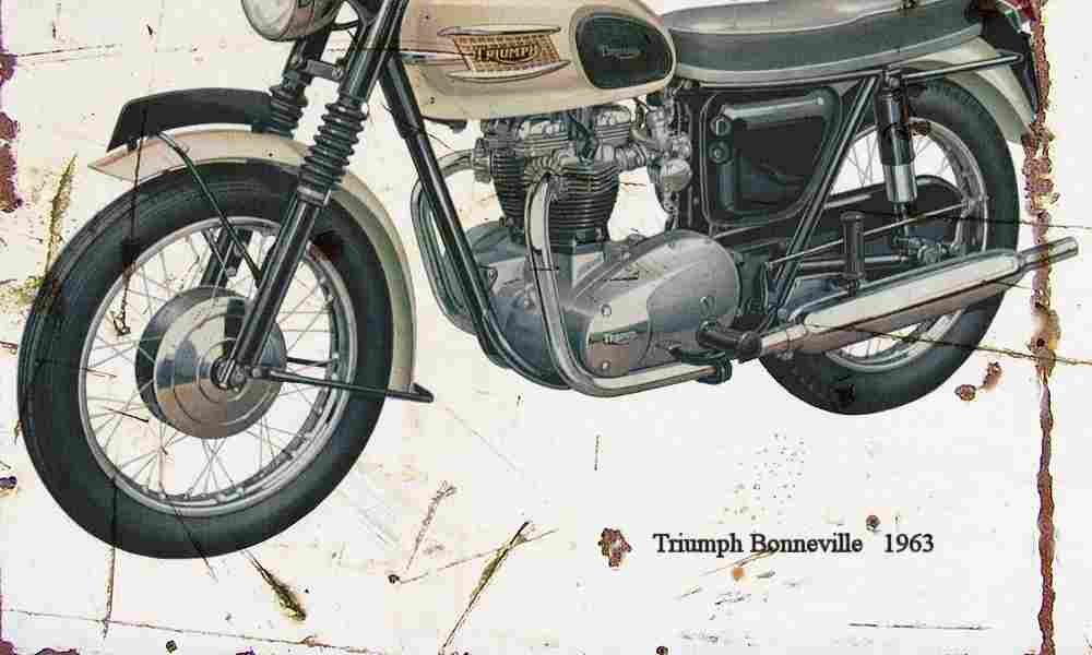 Triumph Bonneville 1963 Aged Vintage A4 Photo Print