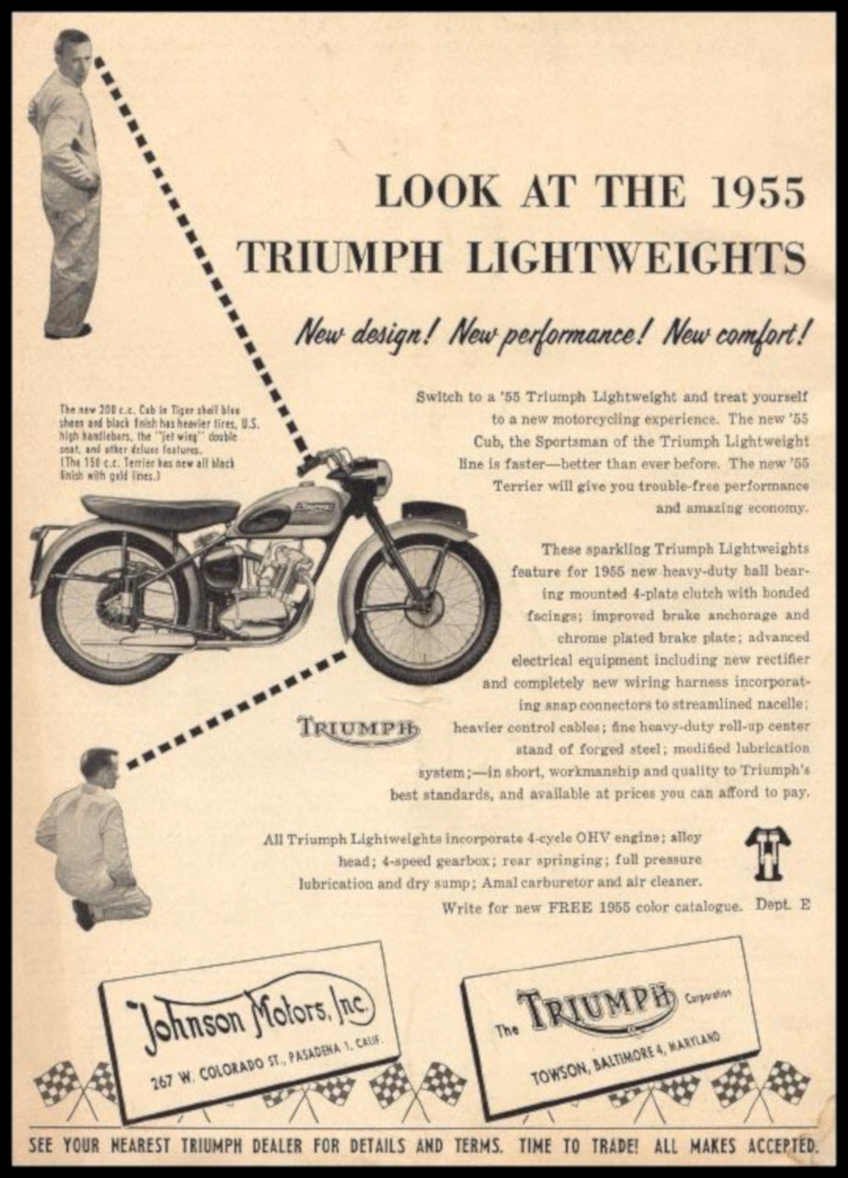 Triumph Cub Lightweight 1 Vintage Retro Advert Ads A4 Photo Print