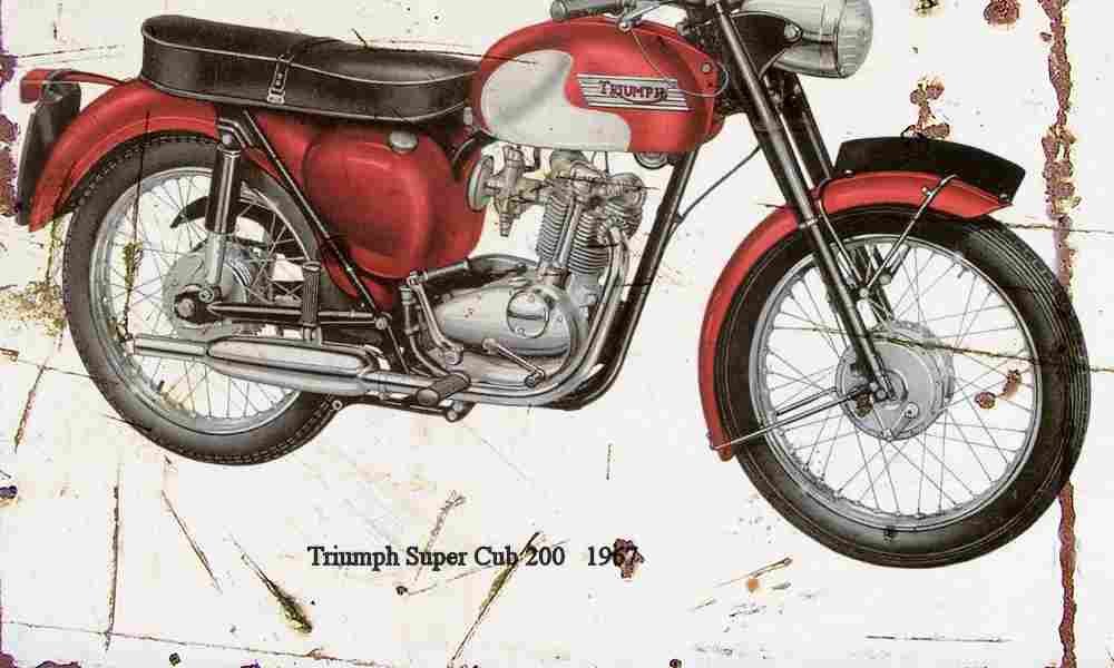 Triumph SuperCub200 1967 Aged Vintage A4 Photo Print