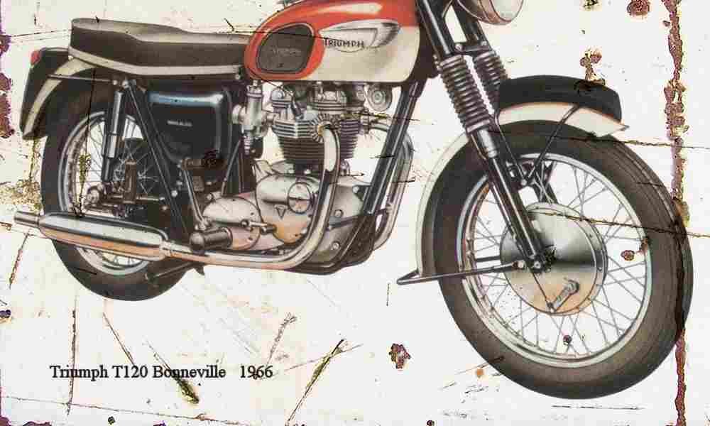 Triumph T120 Bonneville 1966 Aged Vintage A4 Photo Print