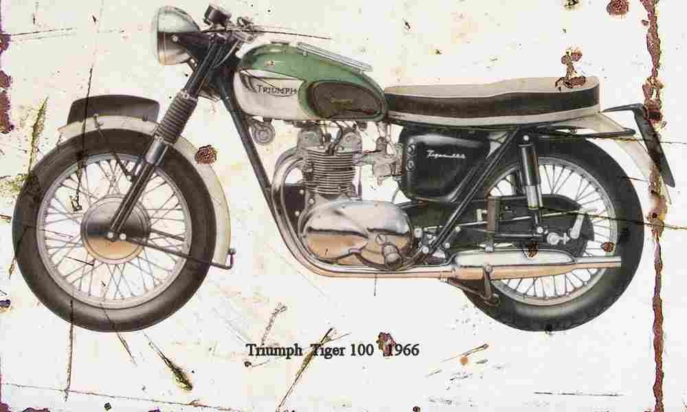 Triumph Tiger100 1966 Aged Vintage A4 Photo Print