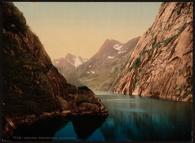 Troldfjord Raftsund Lofoten Vintage A4 Photo Print