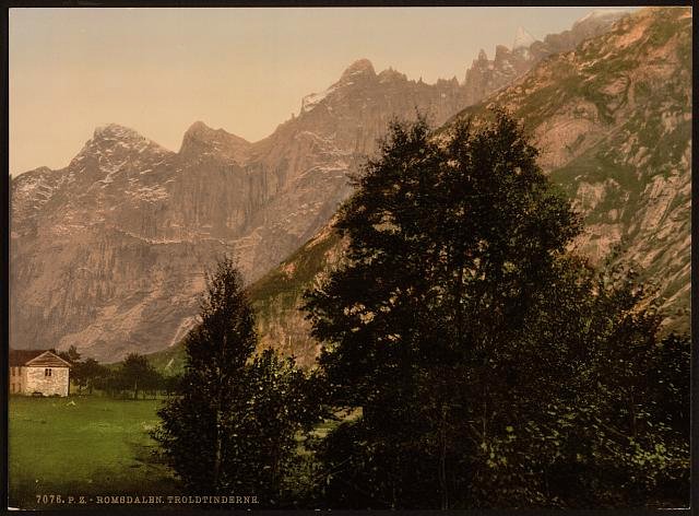 Troldtinderne from hole Romsdalen Vintage A4 Photo Print