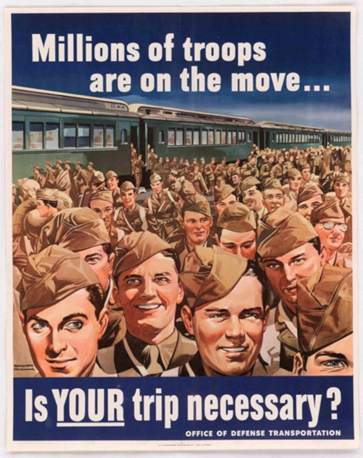 Troops Train Soldiers American World War II Advert Poster