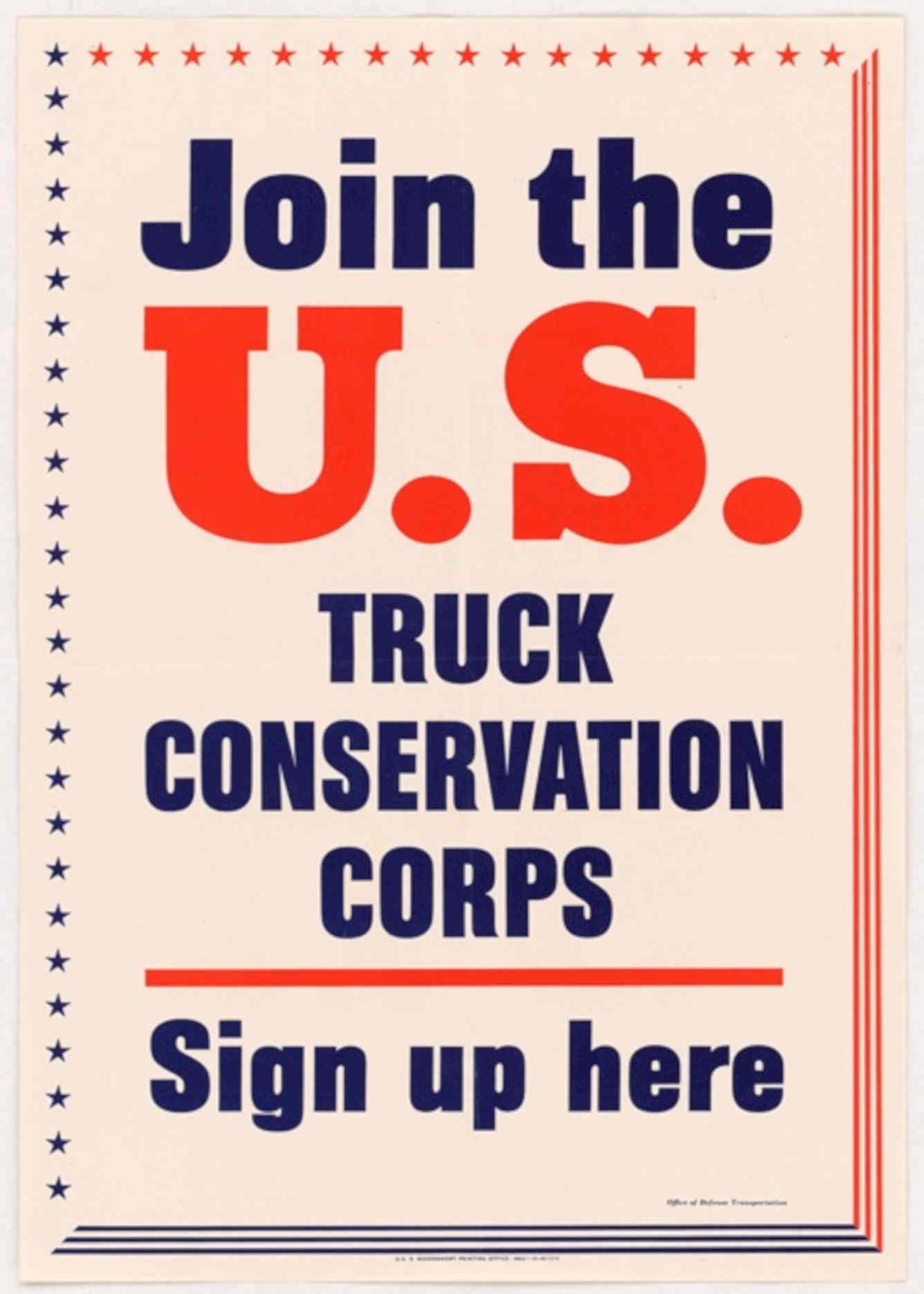 Truck Conservation Corps American World War II Advert Poster