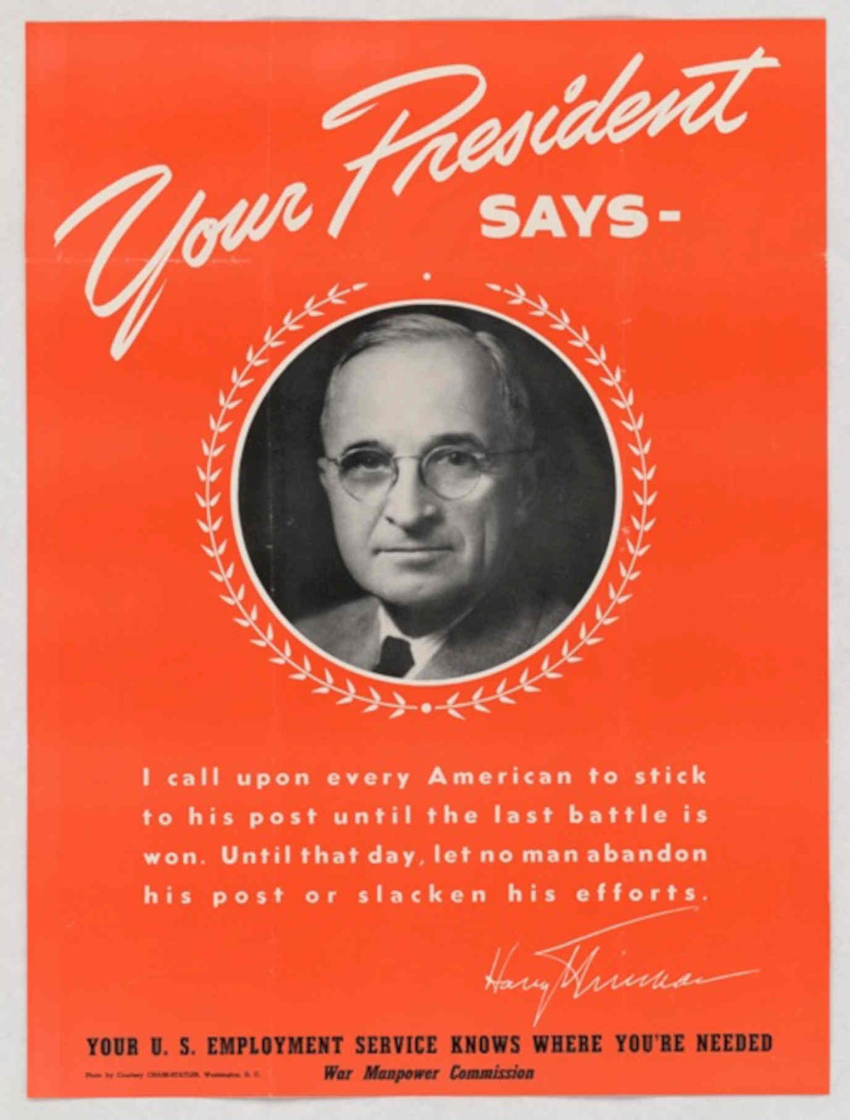 Truman Poster War American World War II Advert Poster