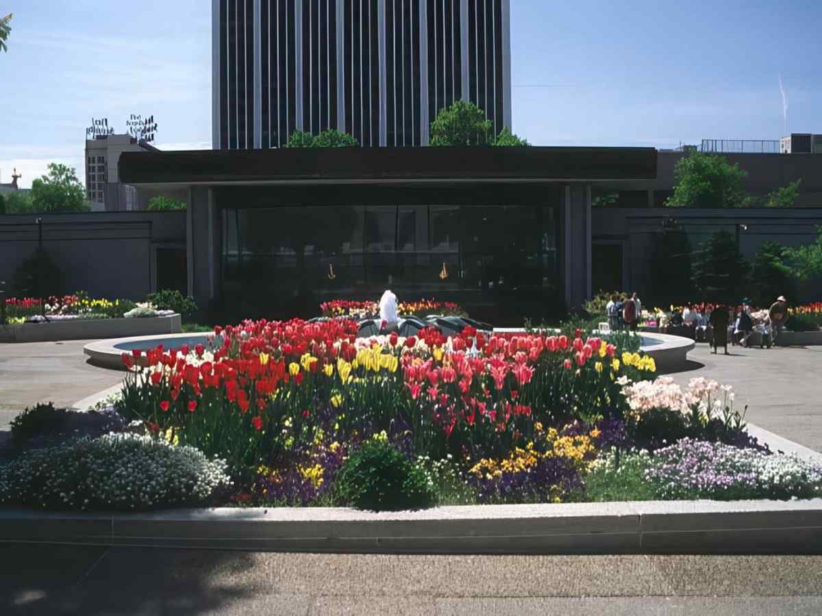 Tulip Fountain Garden A4 Photo Print