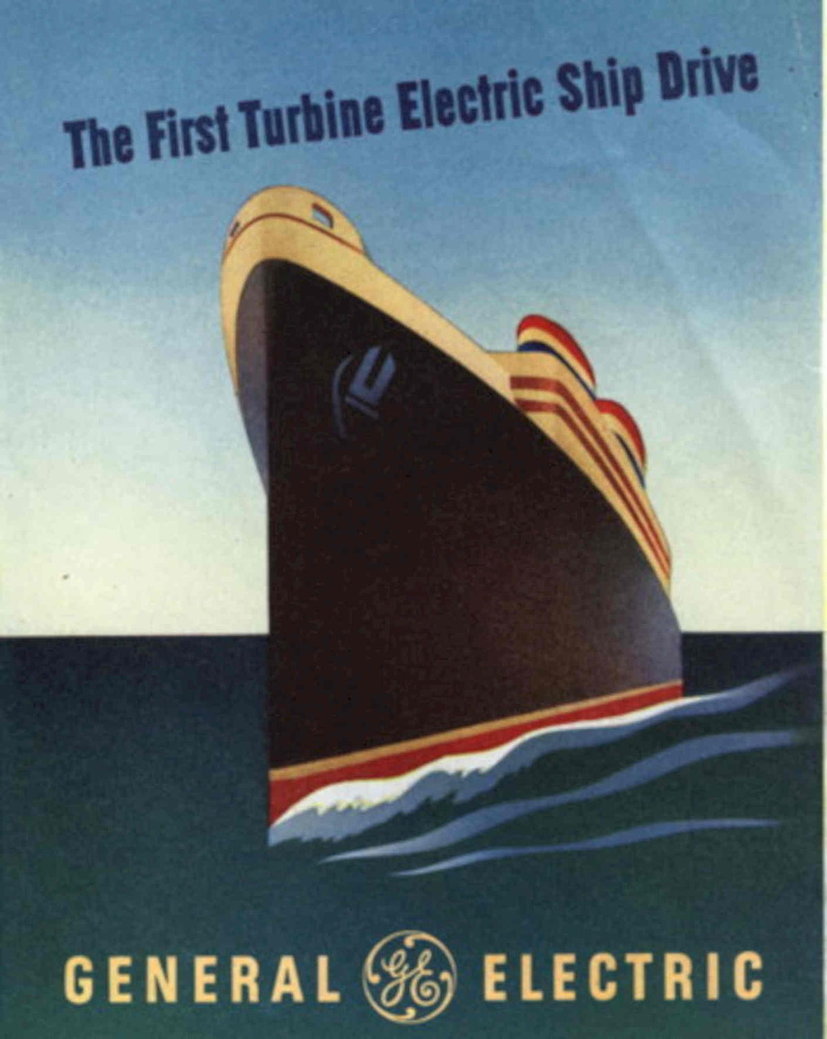 Turbine Electric Ship 1950s Vintage Retro Advert Poster