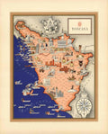 Tuscany Map Italy Vintage Retro Advert Poster