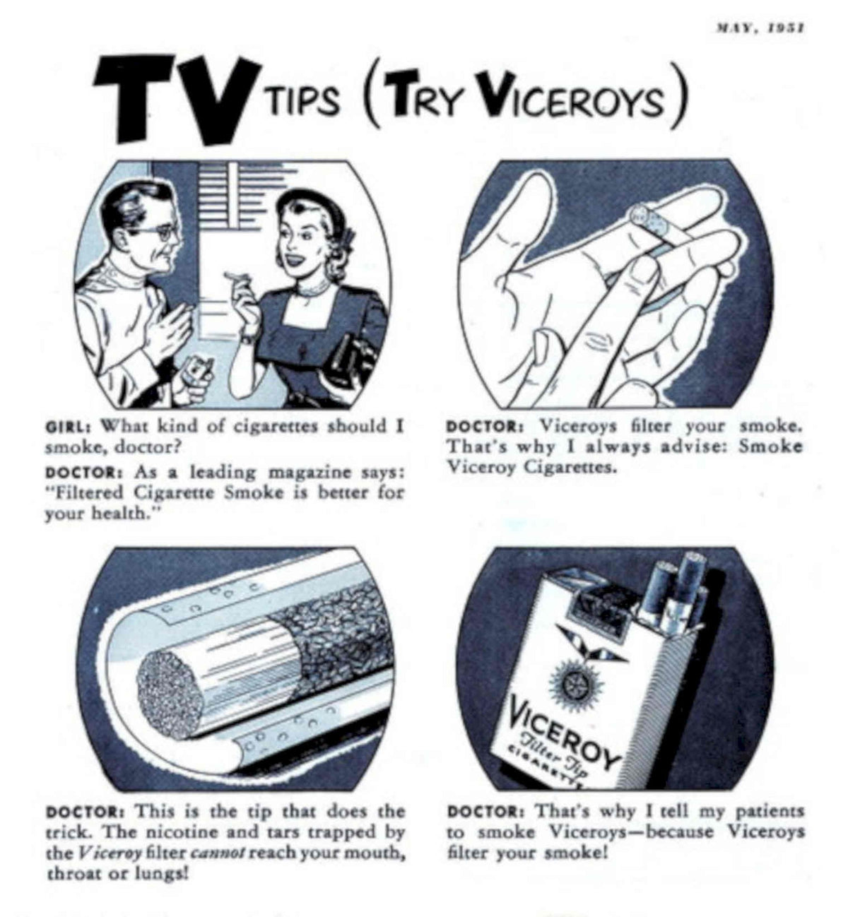 Tv Tips Viceroys 1950s Vintage Retro Advert Poster